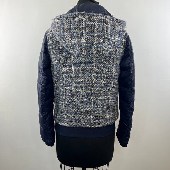 Members Only Women's Tweed Quilted Full Zip Bomber Jacket Navy Blue Sz M Medium - Picture 5 of 9